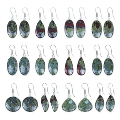 Dragon Blood Jasper Earrings – Minimalist, Silver-Plated | Wholesale & Handmade