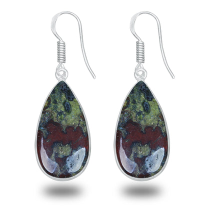 Dragon Blood Jasper Earrings – Minimalist, Silver-Plated | Wholesale & Handmade