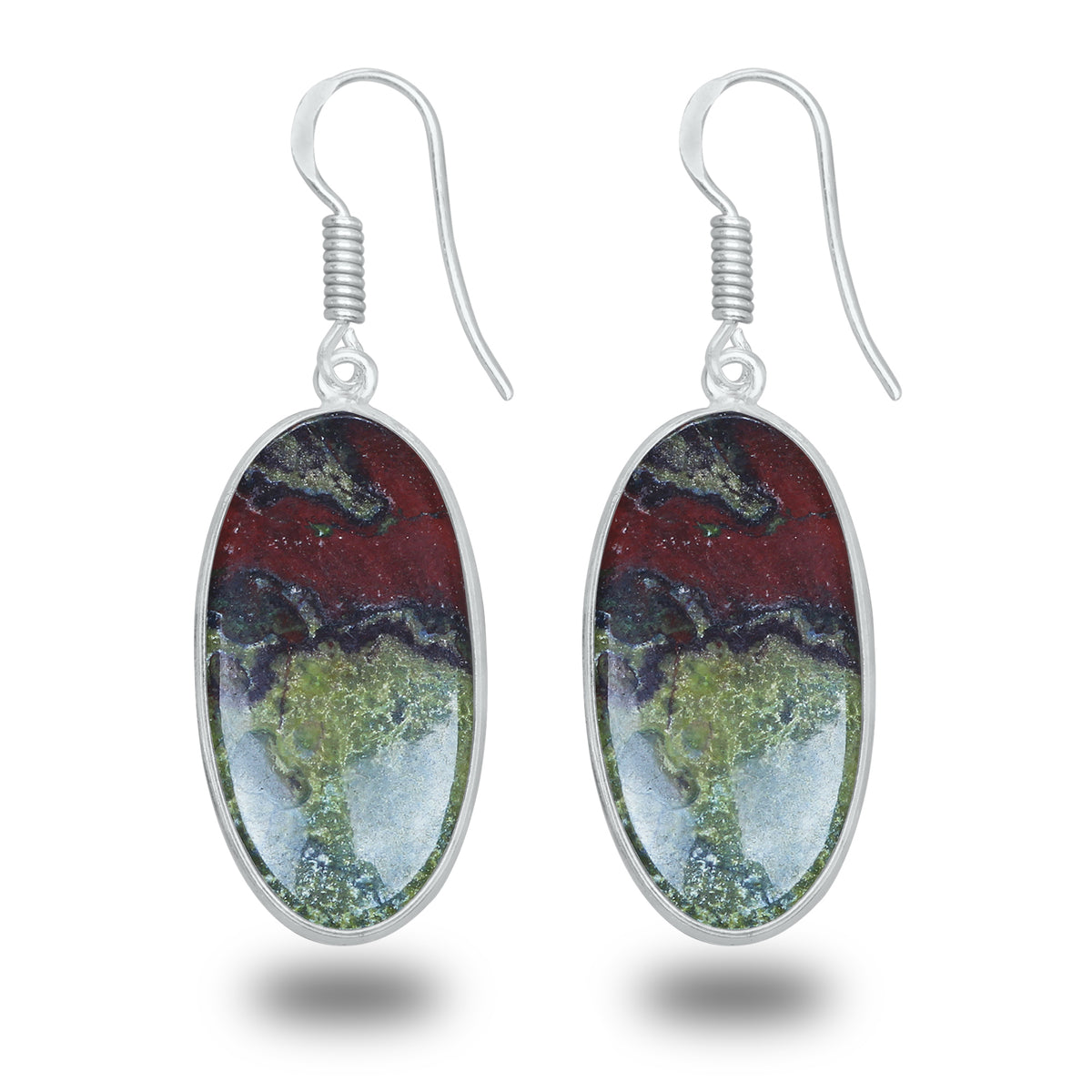 Dragon Blood Jasper Earrings – Minimalist, Silver-Plated | Wholesale & Handmade