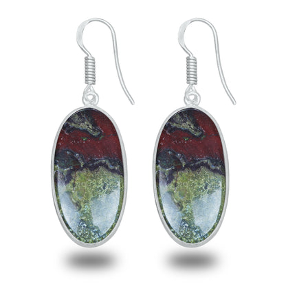 Dragon Blood Jasper Earrings – Minimalist, Silver-Plated | Wholesale & Handmade