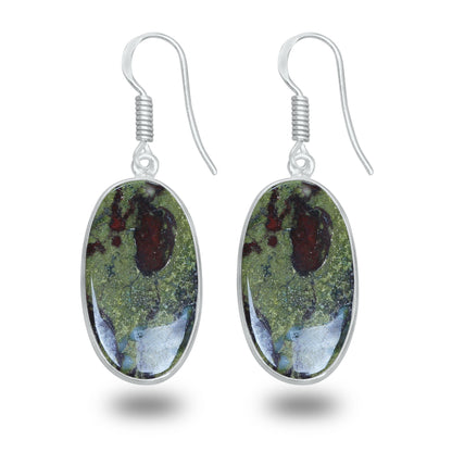 Dragon Blood Jasper Earrings – Minimalist, Silver-Plated | Wholesale & Handmade