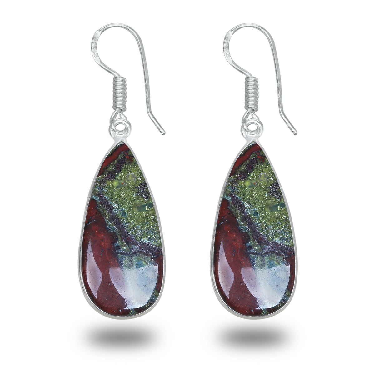 Dragon Blood Jasper Earrings – Minimalist, Silver-Plated | Wholesale & Handmade