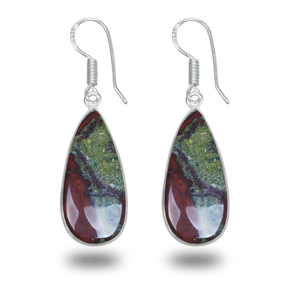 Dragon Blood Jasper Earrings – Minimalist, Silver-Plated | Wholesale & Handmade