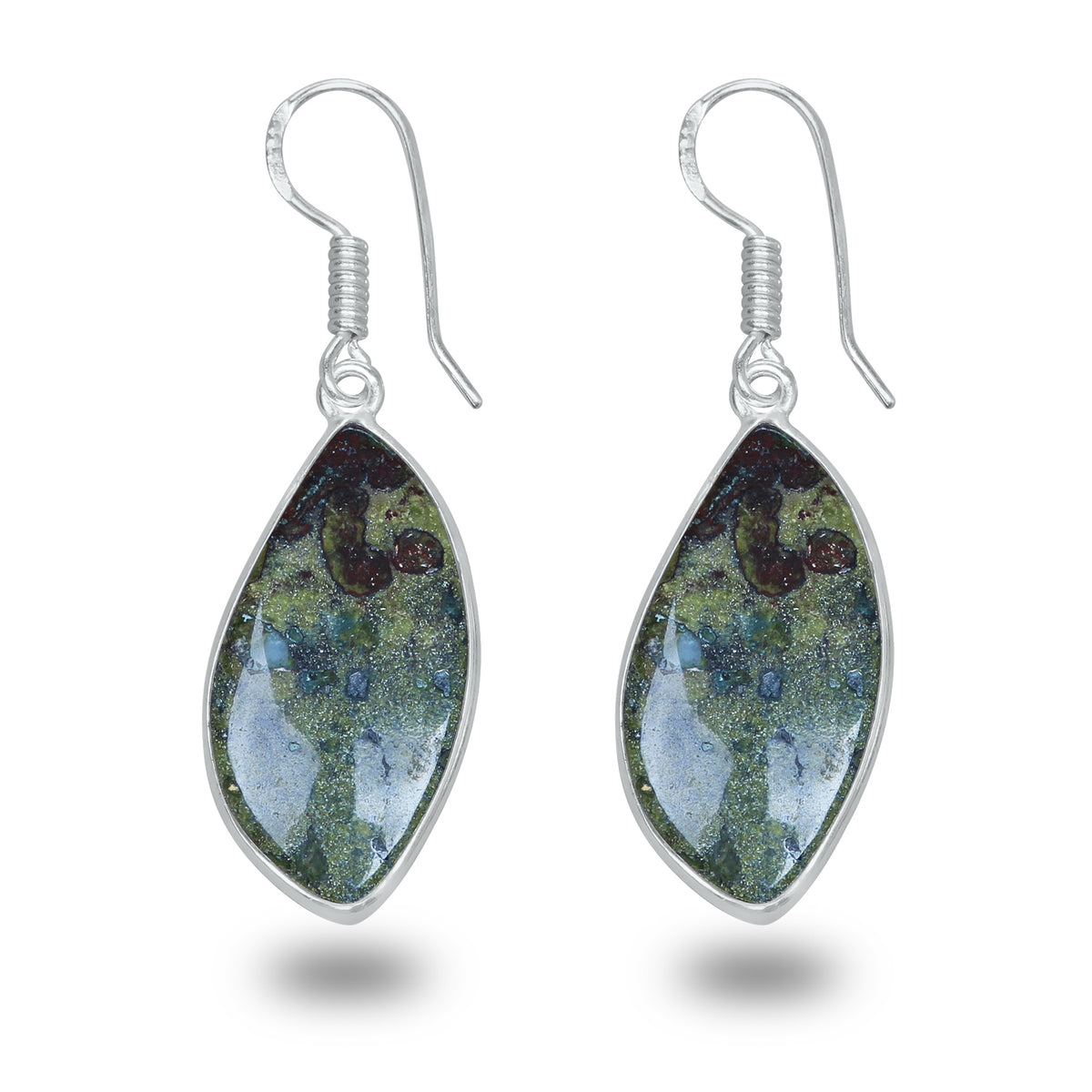 Dragon Blood Jasper Earrings – Minimalist, Silver-Plated | Wholesale & Handmade