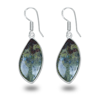 Dragon Blood Jasper Earrings – Minimalist, Silver-Plated | Wholesale & Handmade