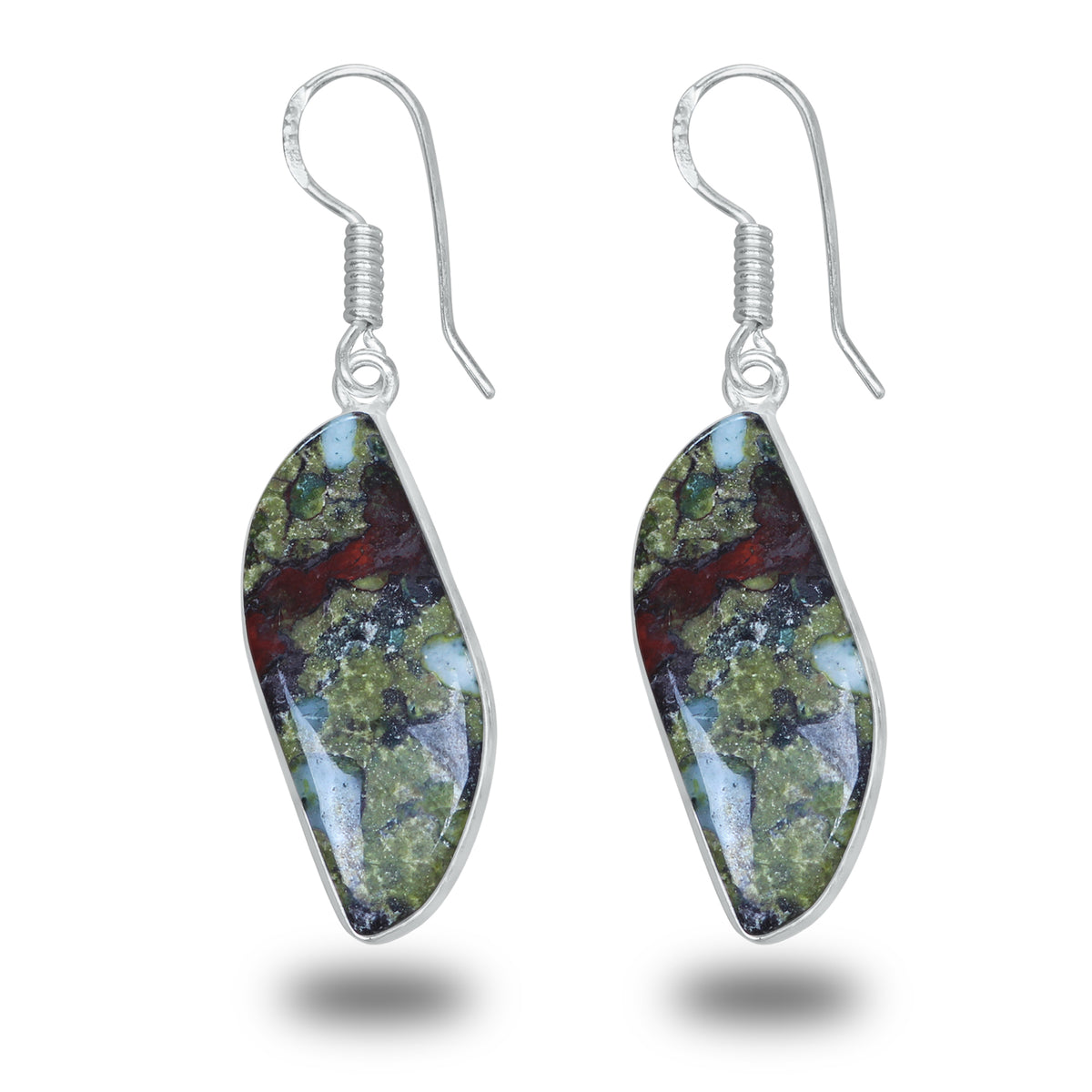 Dragon Blood Jasper Earrings – Minimalist, Silver-Plated | Wholesale & Handmade