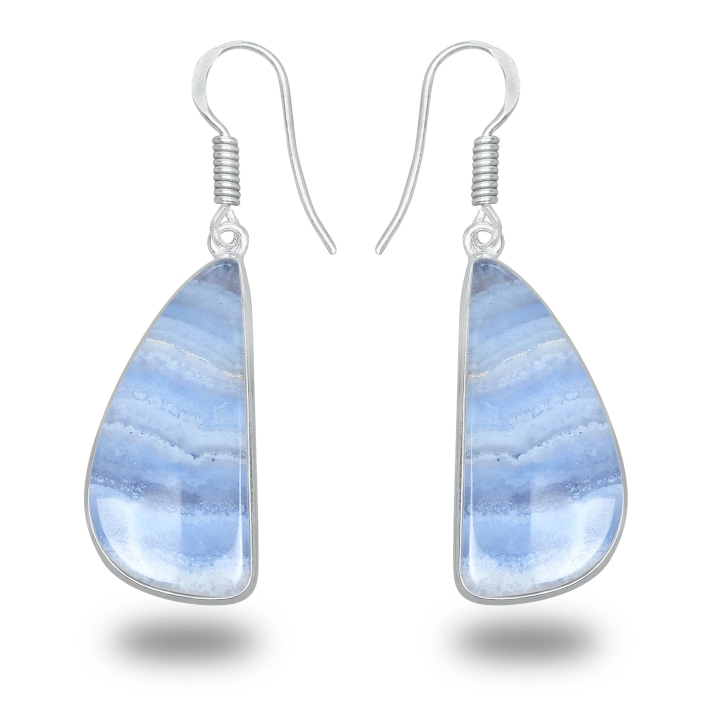 Blue Lace Agate Earrings – Minimalist, Silver-Plated | Wholesale & Handmade