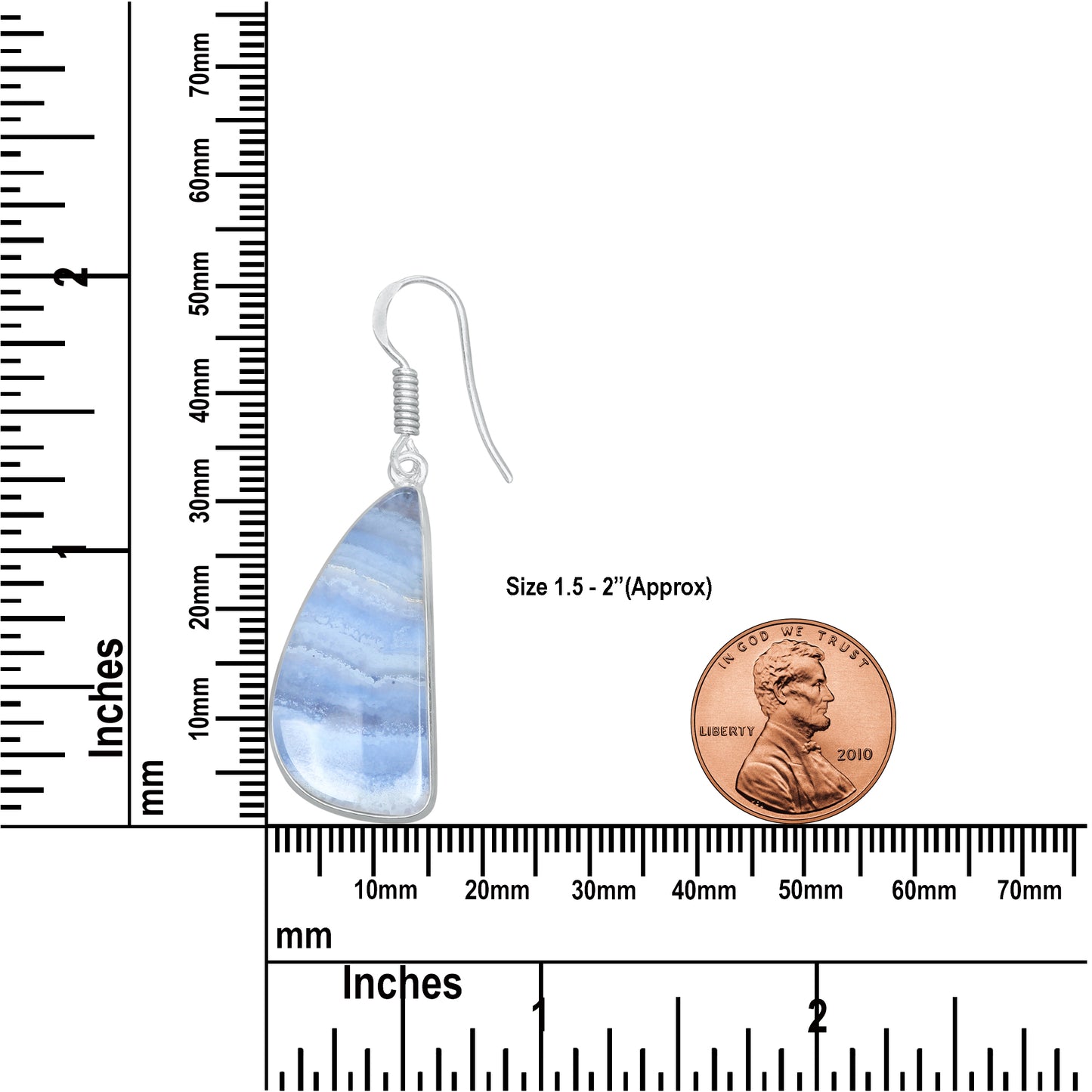 Blue Lace Agate Earrings – Minimalist, Silver-Plated | Wholesale & Handmade
