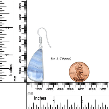 Blue Lace Agate Earrings – Minimalist, Silver-Plated | Wholesale & Handmade