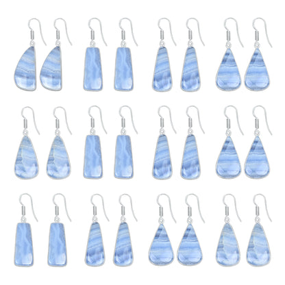 Blue Lace Agate Earrings – Minimalist, Silver-Plated | Wholesale & Handmade