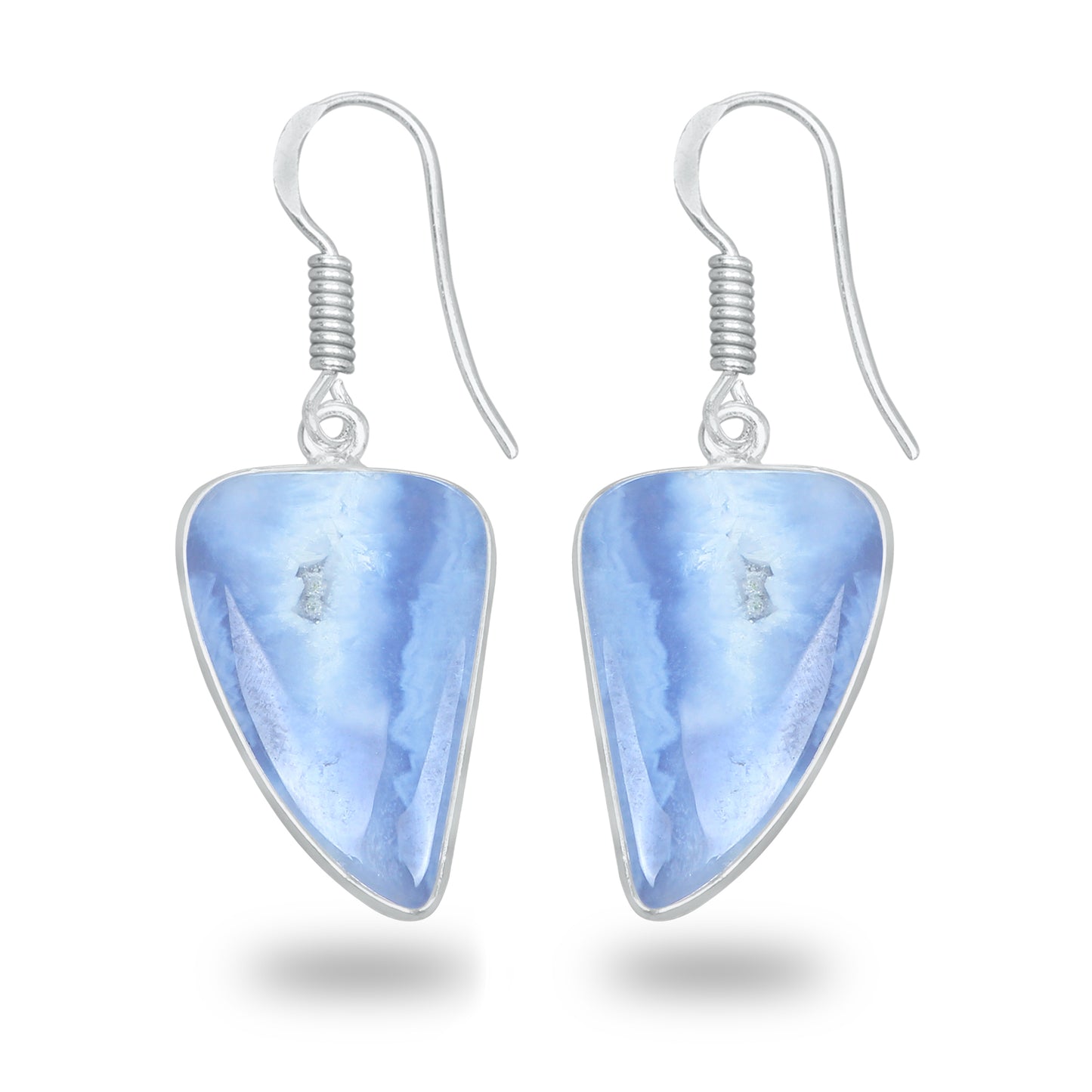 Blue Lace Agate Earrings – Minimalist, Silver-Plated | Wholesale & Handmade