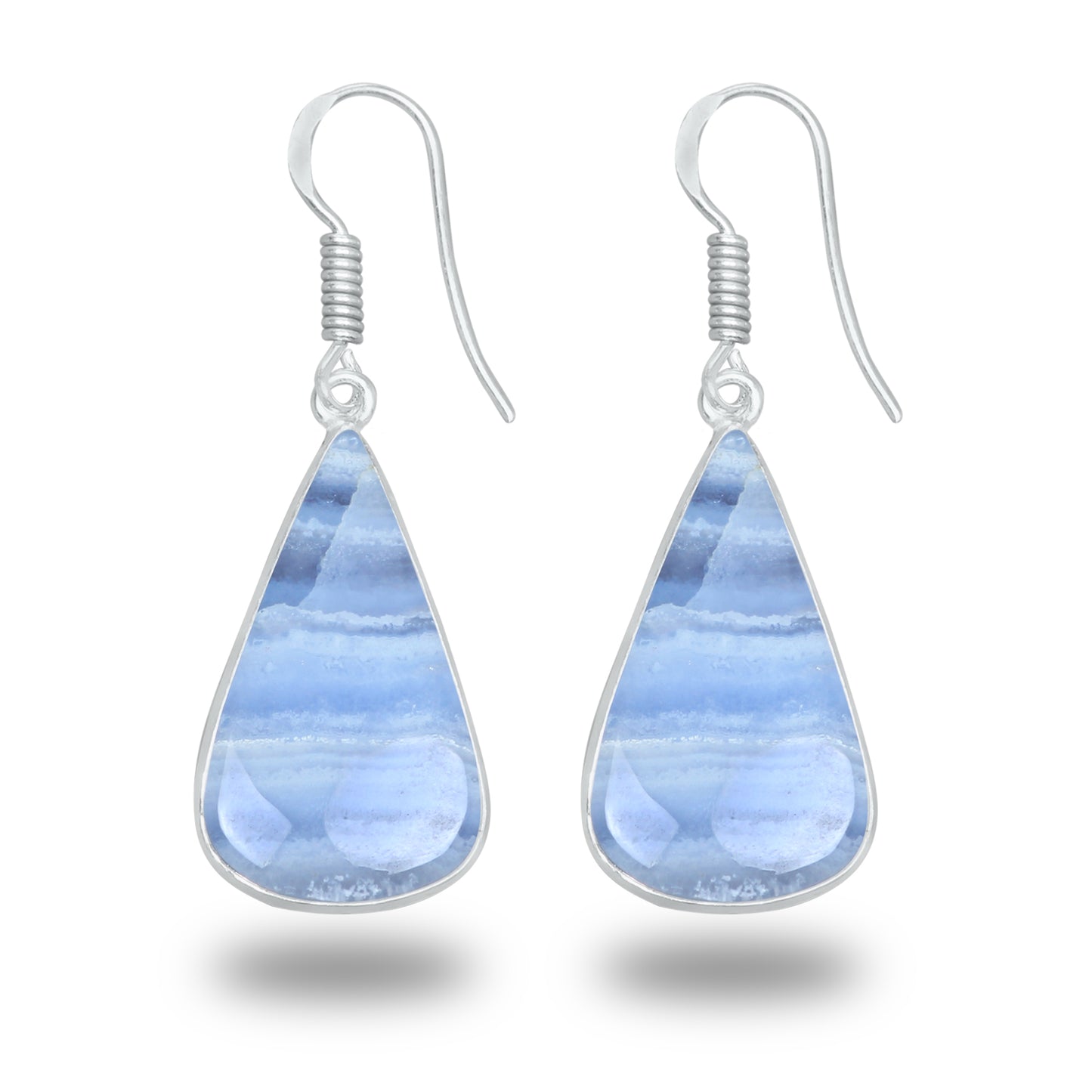 Blue Lace Agate Earrings – Minimalist, Silver-Plated | Wholesale & Handmade