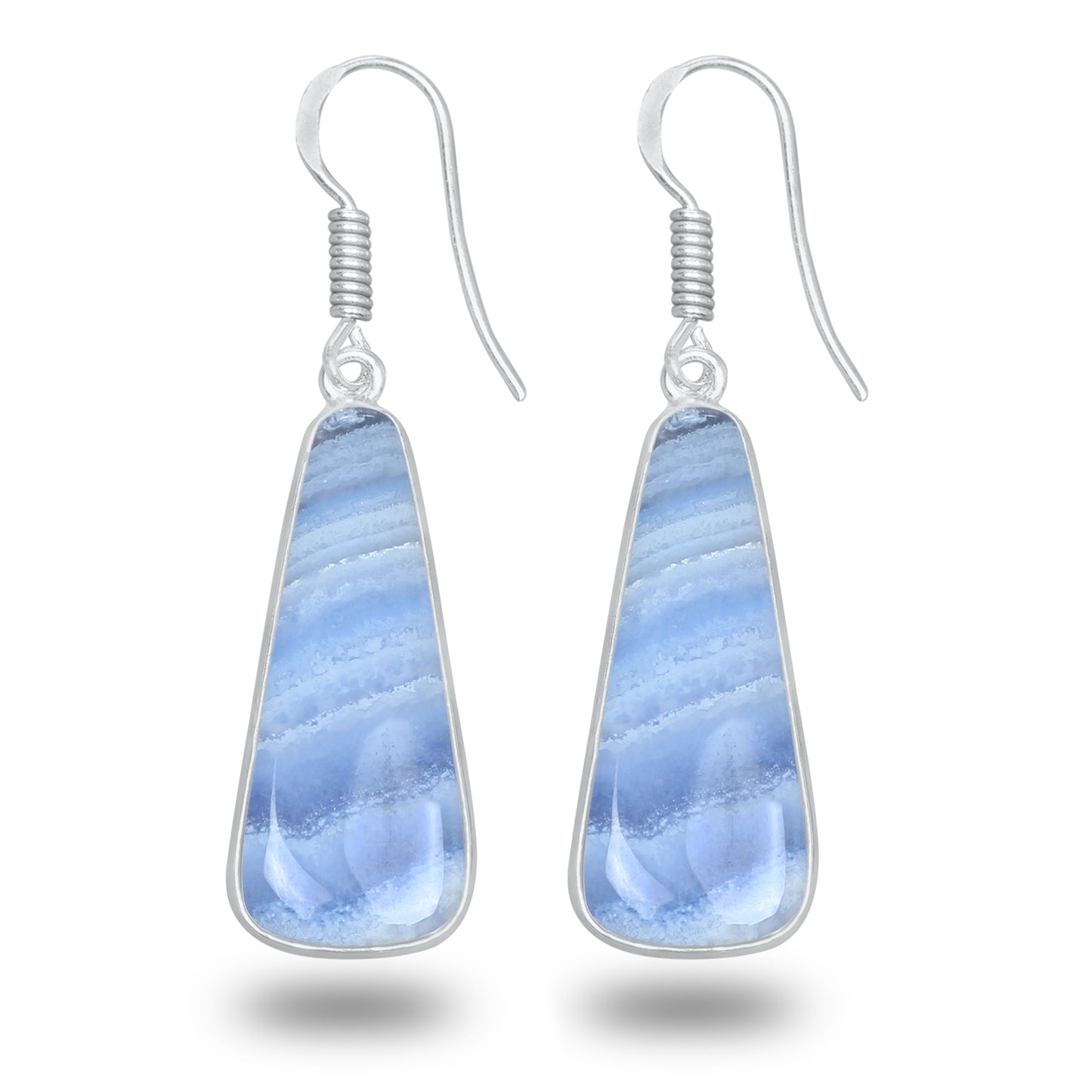 Blue Lace Agate Earrings – Minimalist, Silver-Plated | Wholesale & Handmade
