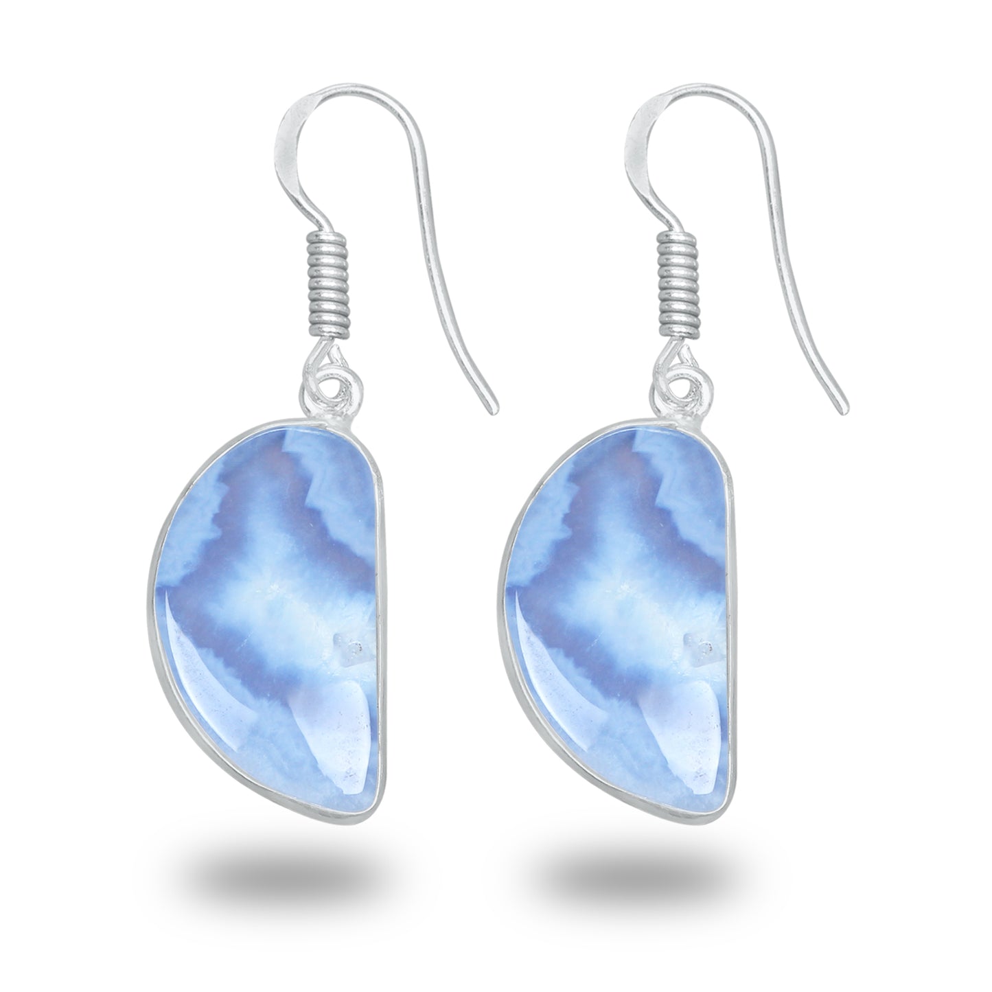 Blue Lace Agate Earrings – Minimalist, Silver-Plated | Wholesale & Handmade