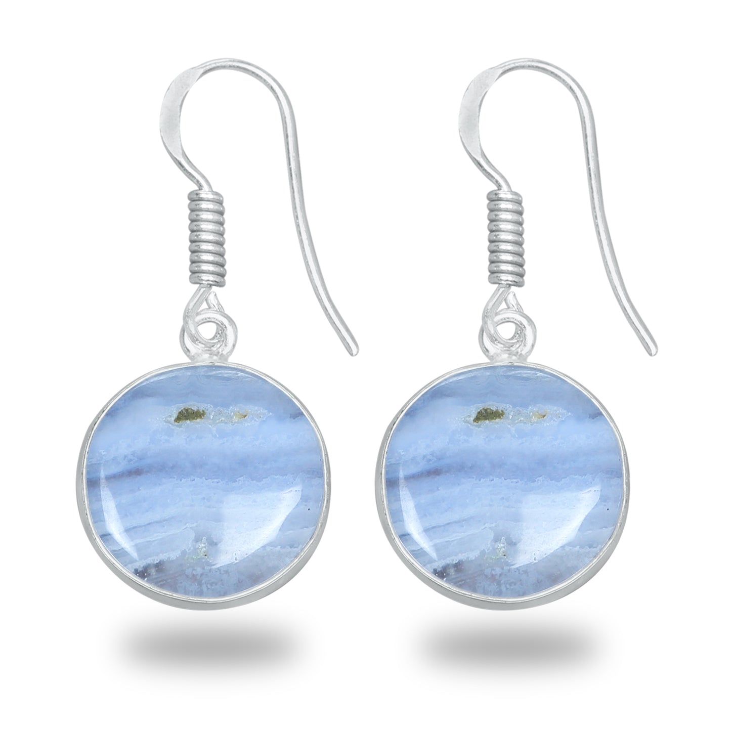 Blue Lace Agate Earrings – Minimalist, Silver-Plated | Wholesale & Handmade