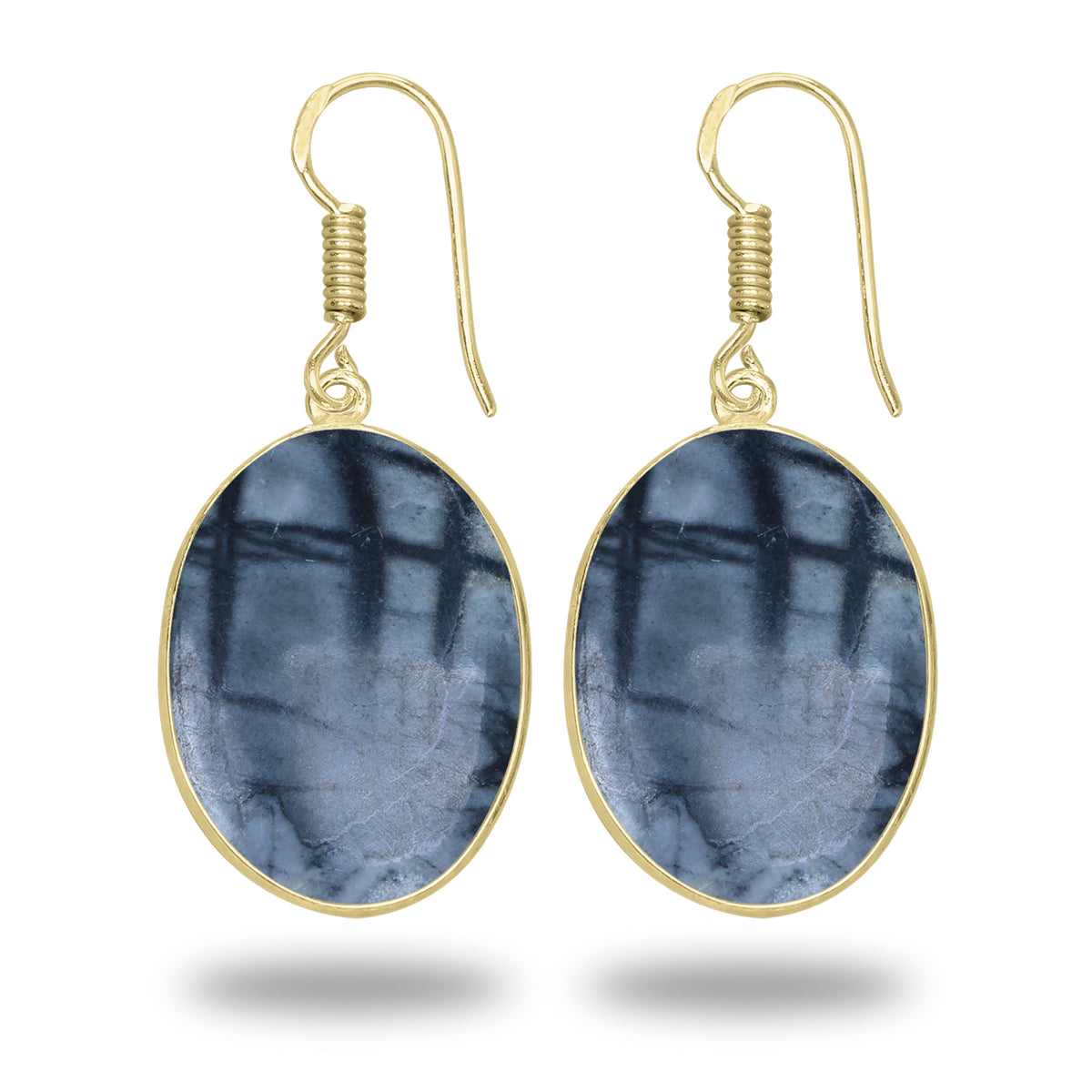 Picasso Jasper Earrings – 18K Gold-Plated Bezel, Handmade Minimal Design | Made to Order