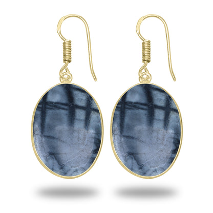 Picasso Jasper Earrings – 18K Gold-Plated Bezel, Handmade Minimal Design | Made to Order