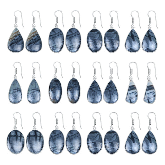 Picasso Jasper Earrings – Minimalist, Silver-Plated | Wholesale & Handmade