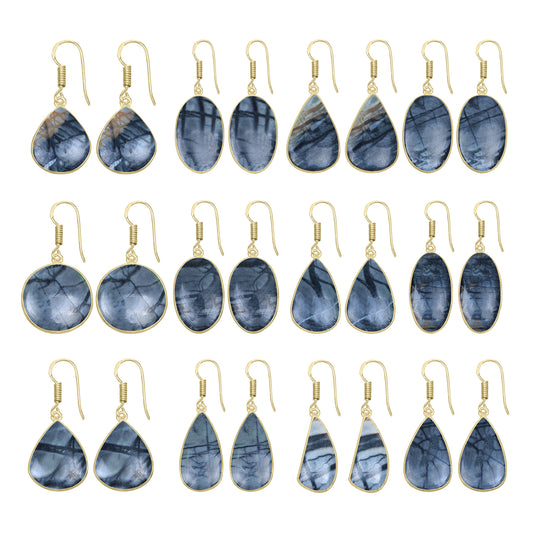 Picasso Jasper Earrings – 18K Gold-Plated Bezel, Handmade Minimal Design | Made to Order