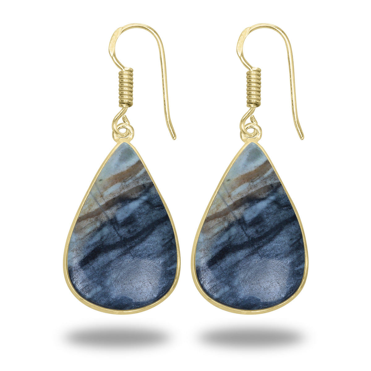 Picasso Jasper Earrings – 18K Gold-Plated Bezel, Handmade Minimal Design | Made to Order