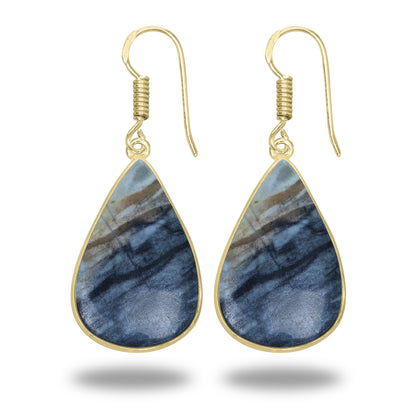 Picasso Jasper Earrings – 18K Gold-Plated Bezel, Handmade Minimal Design | Made to Order