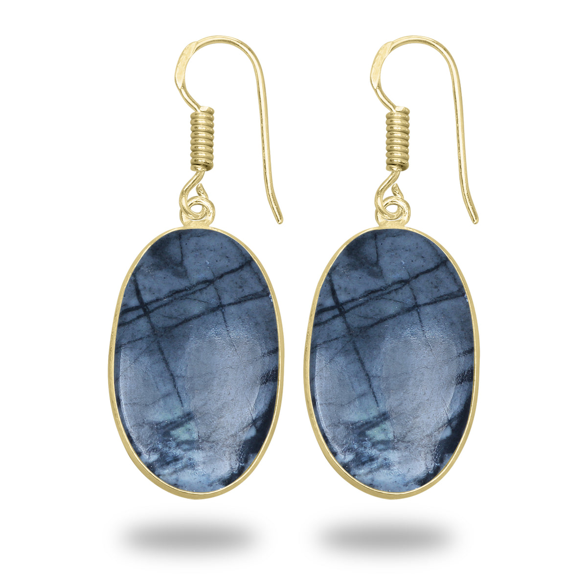 Picasso Jasper Earrings – 18K Gold-Plated Bezel, Handmade Minimal Design | Made to Order