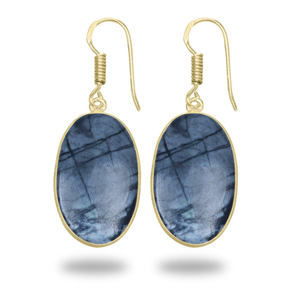 Picasso Jasper Earrings – 18K Gold-Plated Bezel, Handmade Minimal Design | Made to Order
