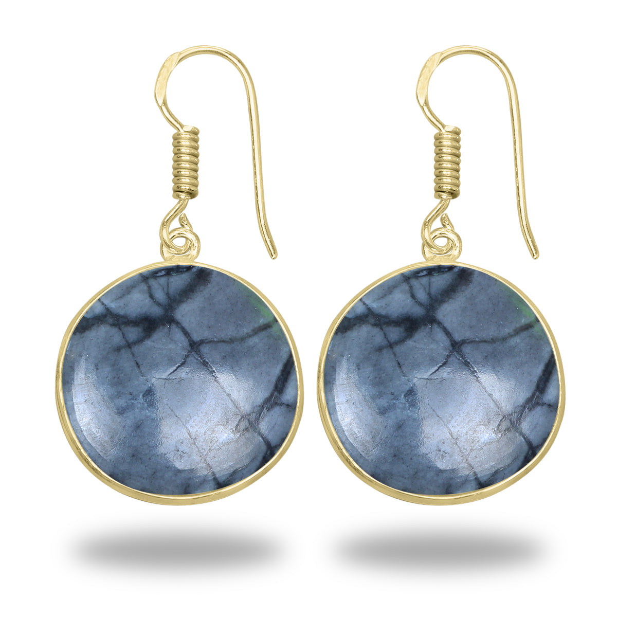 Picasso Jasper Earrings – 18K Gold-Plated Bezel, Handmade Minimal Design | Made to Order