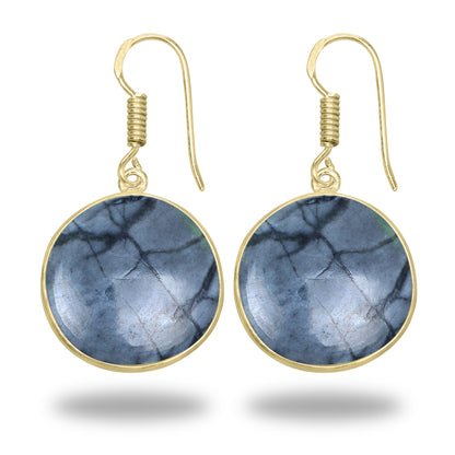 Picasso Jasper Earrings – 18K Gold-Plated Bezel, Handmade Minimal Design | Made to Order