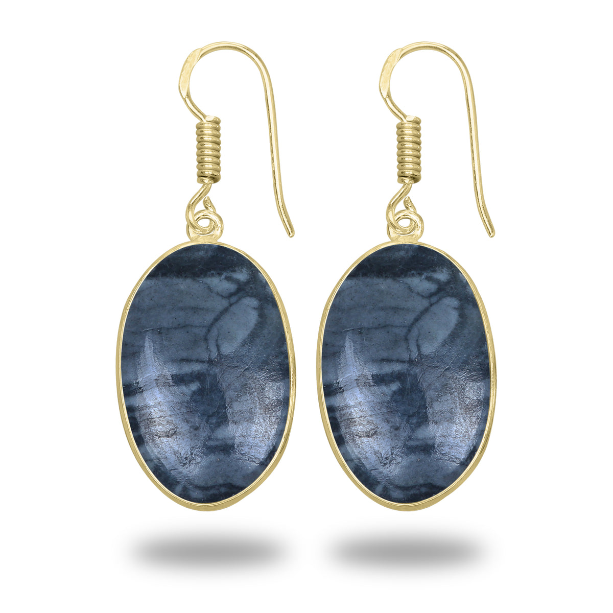 Picasso Jasper Earrings – 18K Gold-Plated Bezel, Handmade Minimal Design | Made to Order