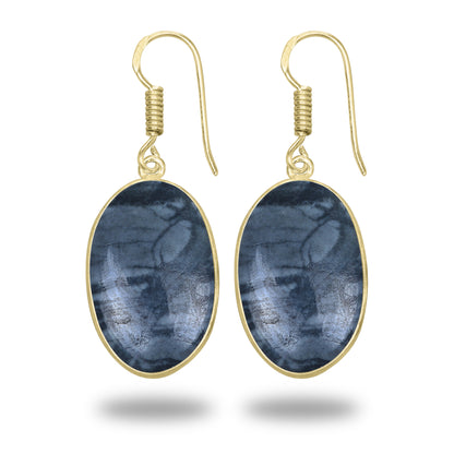 Picasso Jasper Earrings – 18K Gold-Plated Bezel, Handmade Minimal Design | Made to Order