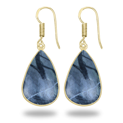 Picasso Jasper Earrings – 18K Gold-Plated Bezel, Handmade Minimal Design | Made to Order