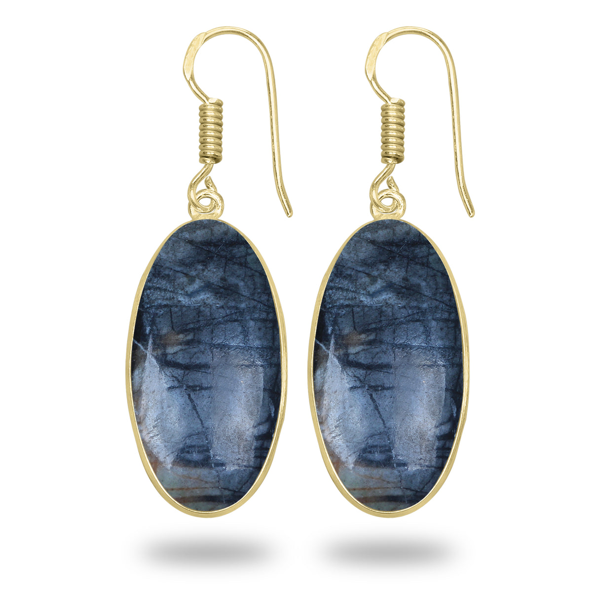 Picasso Jasper Earrings – 18K Gold-Plated Bezel, Handmade Minimal Design | Made to Order