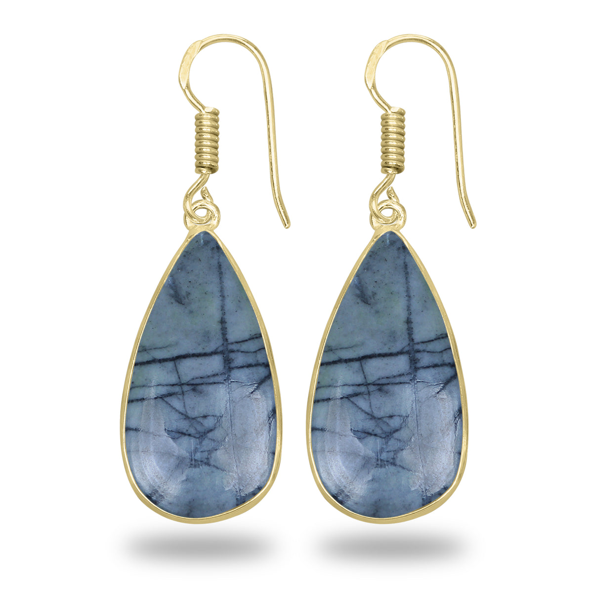 Picasso Jasper Earrings – 18K Gold-Plated Bezel, Handmade Minimal Design | Made to Order