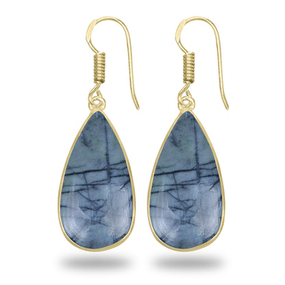 Picasso Jasper Earrings – 18K Gold-Plated Bezel, Handmade Minimal Design | Made to Order