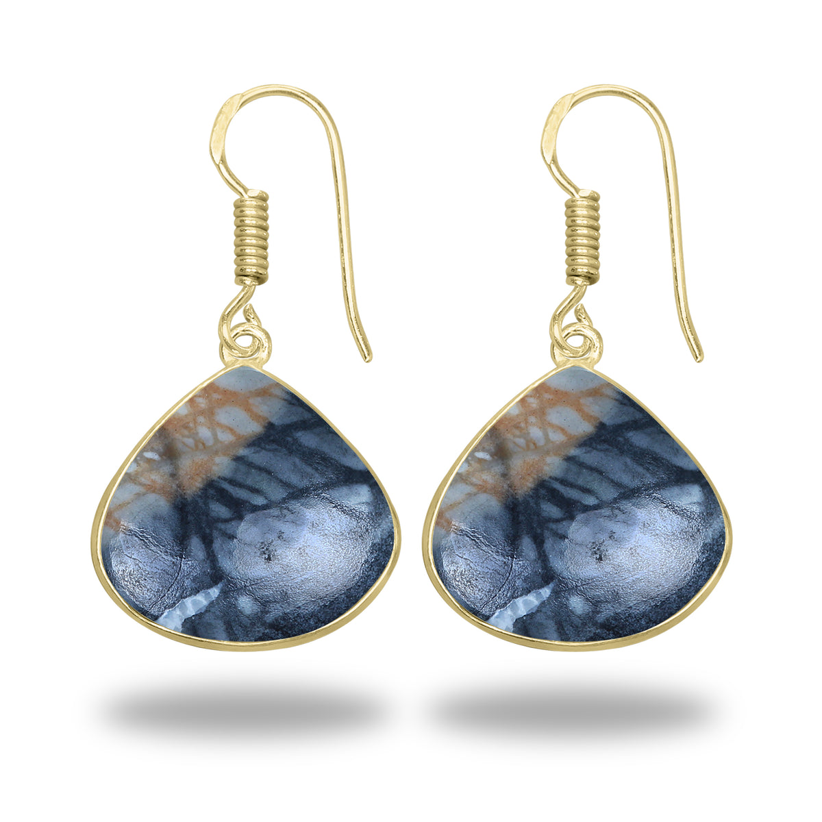 Picasso Jasper Earrings – 18K Gold-Plated Bezel, Handmade Minimal Design | Made to Order