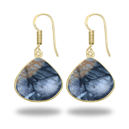 Picasso Jasper Earrings – 18K Gold-Plated Bezel, Handmade Minimal Design | Made to Order