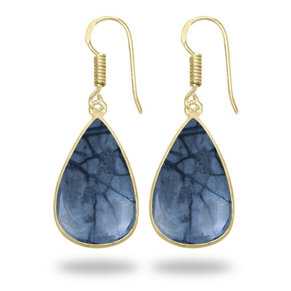 Picasso Jasper Earrings – 18K Gold-Plated Bezel, Handmade Minimal Design | Made to Order