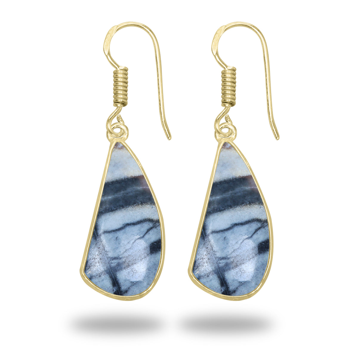 Picasso Jasper Earrings – 18K Gold-Plated Bezel, Handmade Minimal Design | Made to Order