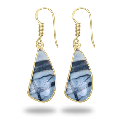 Picasso Jasper Earrings – 18K Gold-Plated Bezel, Handmade Minimal Design | Made to Order