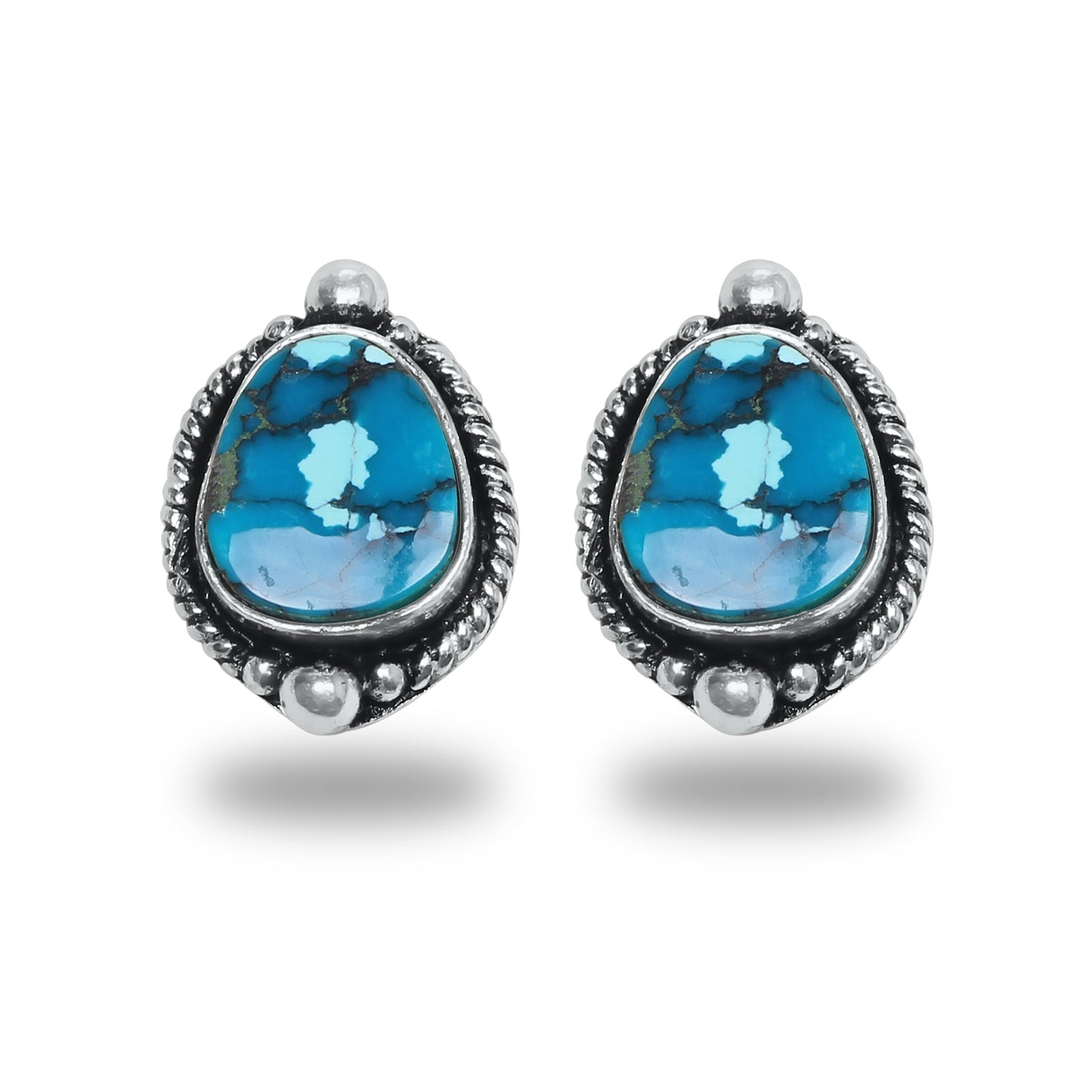 Boucles d'oreilles tiges/clous turquoise – Chic, plaqué argent | Bijoux faits main en gros