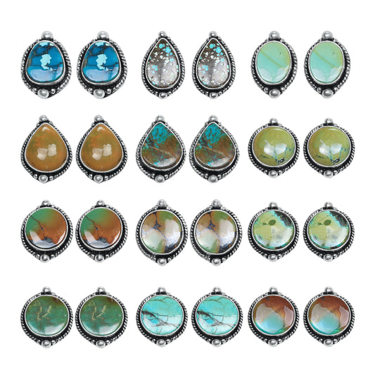 Boucles d'oreilles tiges/clous turquoise – Chic, plaqué argent | Bijoux faits main en gros