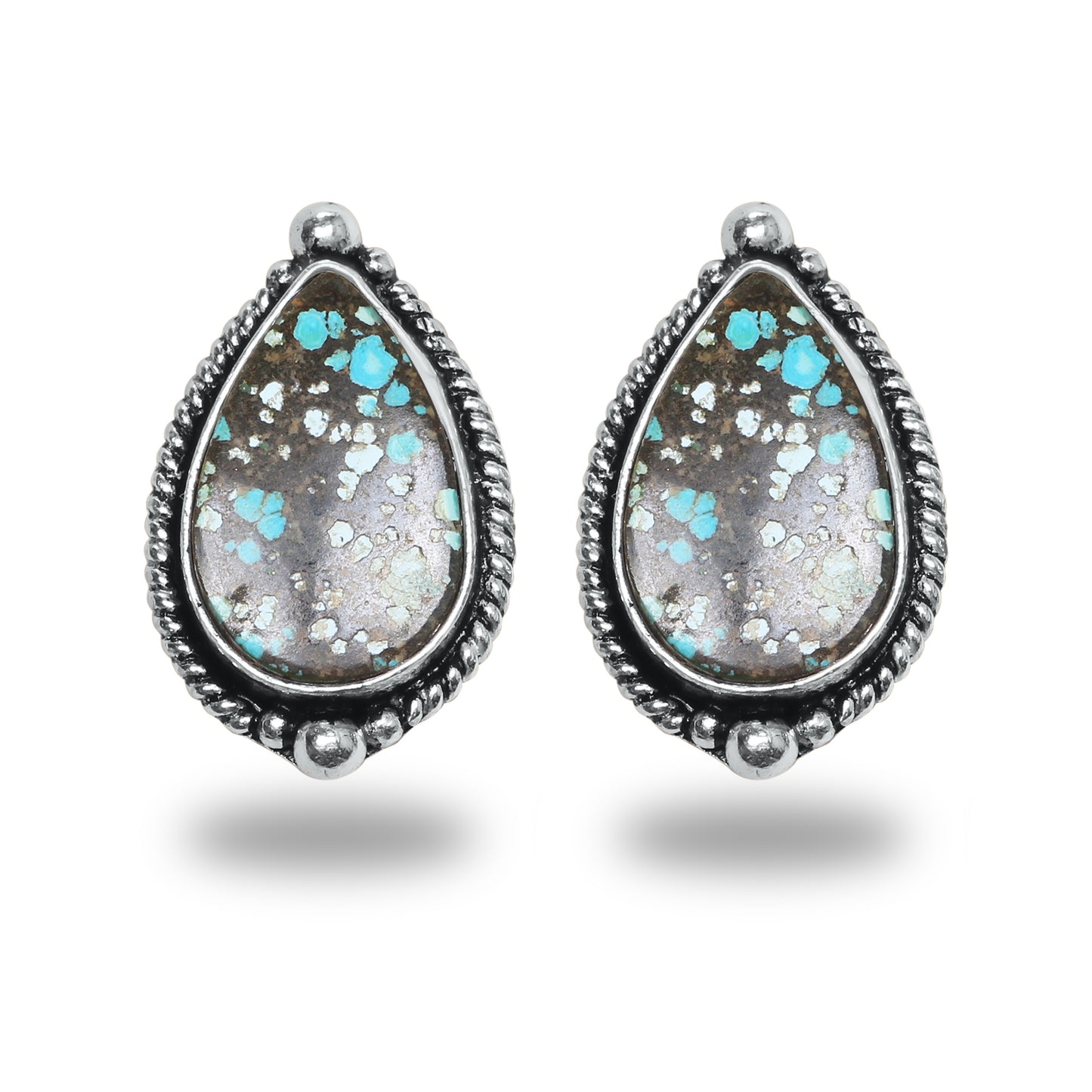 Boucles d'oreilles tiges/clous turquoise – Chic, plaqué argent | Bijoux faits main en gros