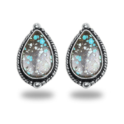 Boucles d'oreilles tiges/clous turquoise – Chic, plaqué argent | Bijoux faits main en gros