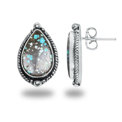 Boucles d'oreilles tiges/clous turquoise – Chic, plaqué argent | Bijoux faits main en gros