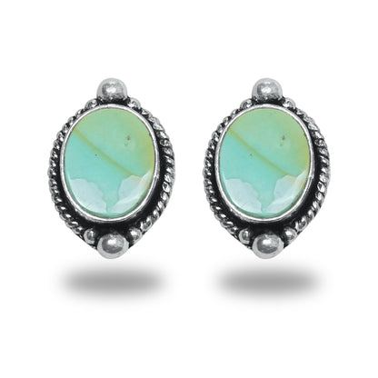 Boucles d'oreilles tiges/clous turquoise – Chic, plaqué argent | Bijoux faits main en gros