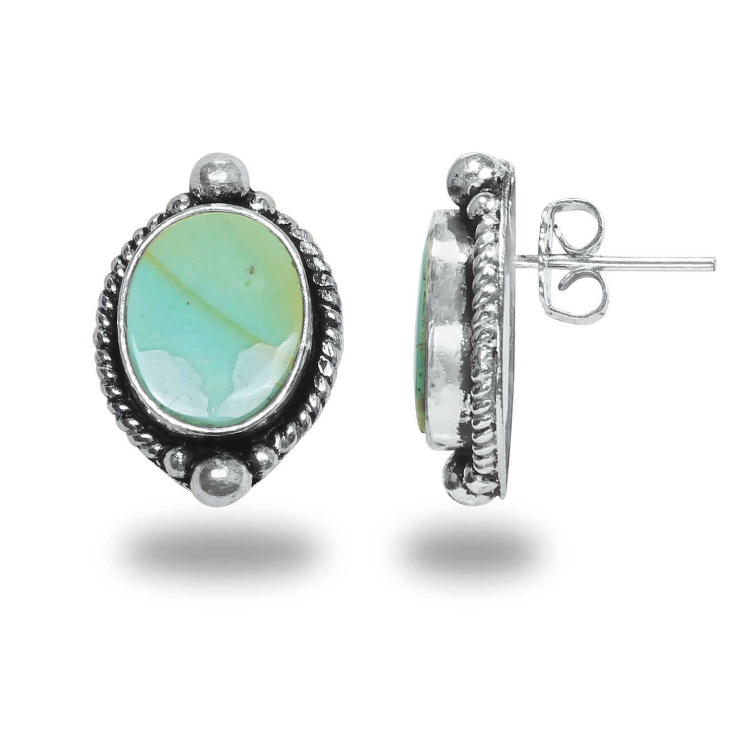 Boucles d'oreilles tiges/clous turquoise – Chic, plaqué argent | Bijoux faits main en gros