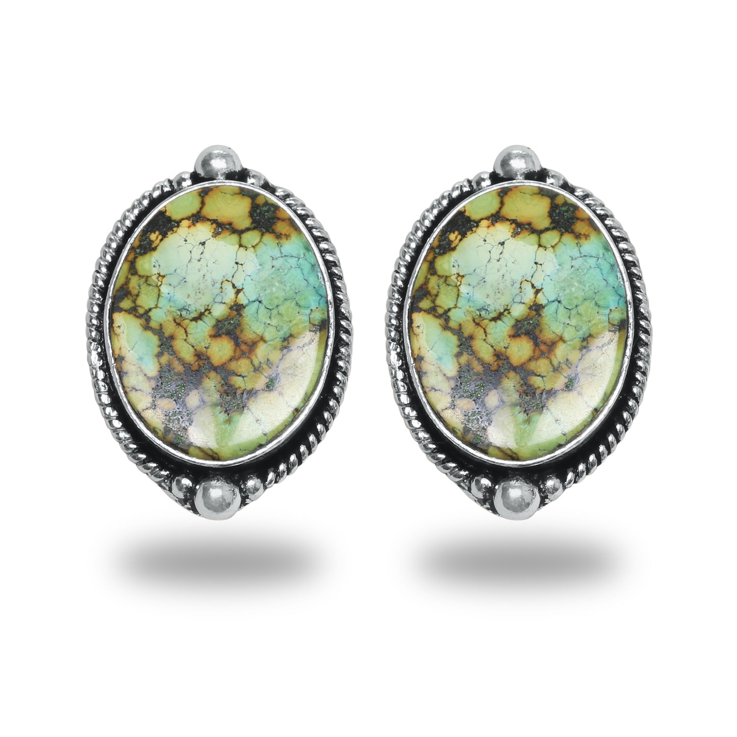 Boucles d'oreilles tiges/clous turquoise – Chic, plaqué argent | Bijoux faits main en gros
