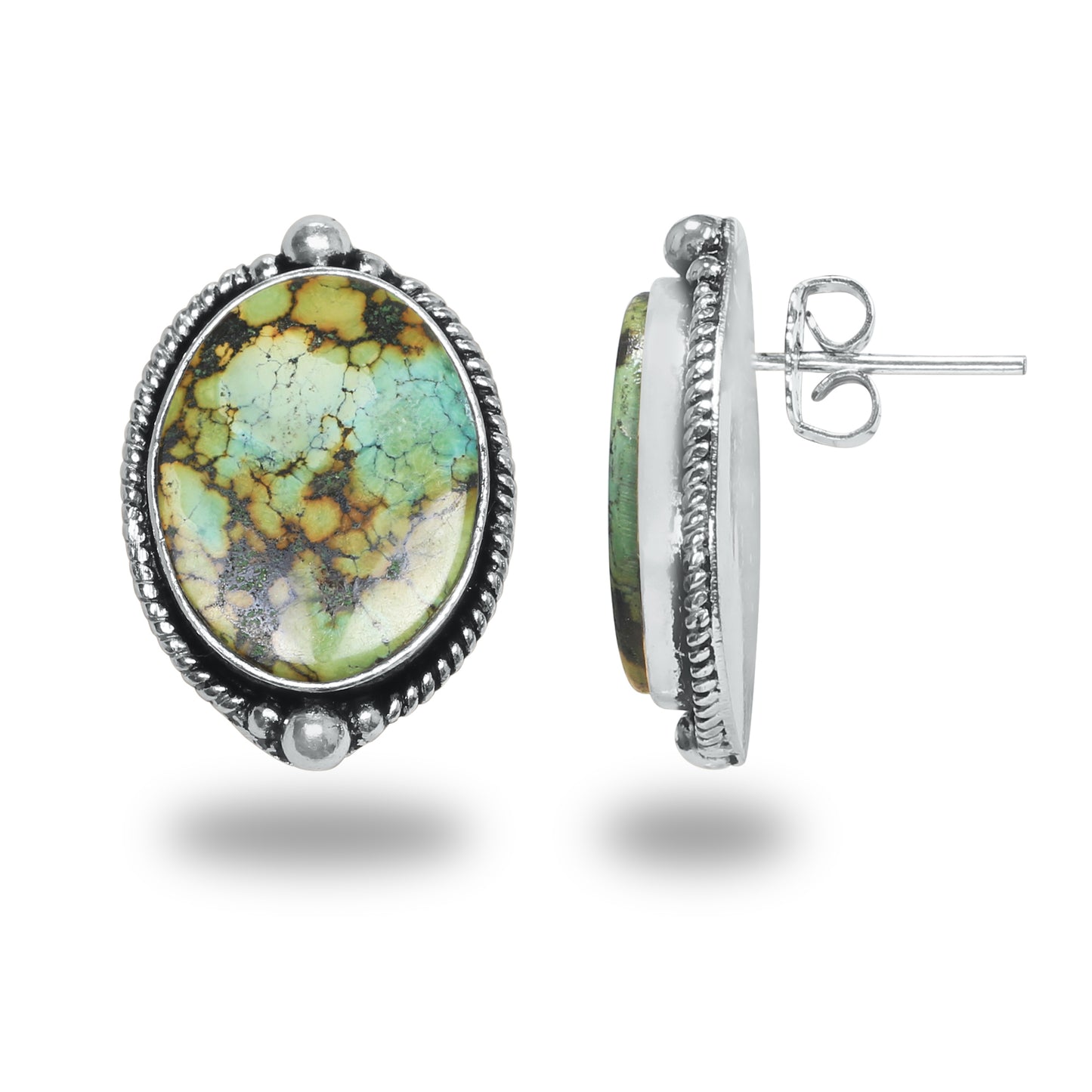 Boucles d'oreilles tiges/clous turquoise – Chic, plaqué argent | Bijoux faits main en gros