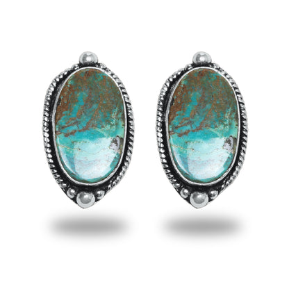 Boucles d'oreilles tiges/clous turquoise – Chic, plaqué argent | Bijoux faits main en gros